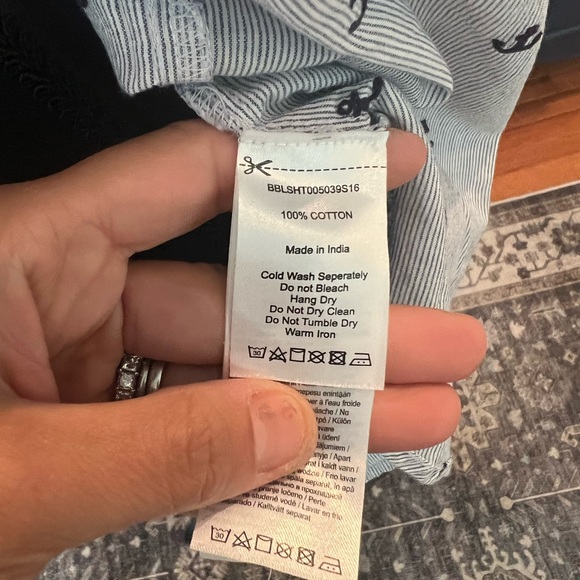 Brakeburn embroidered anchor button down scoop neck cottonshirt size 8 - Picture 7 of 8